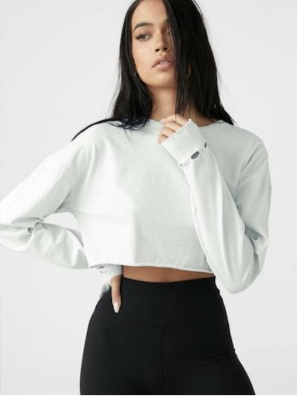 ♡ Joah Brown Soho Vintage Cotton Long Sleeve Crop Tee Sahara
